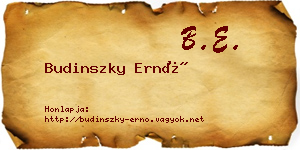 Budinszky Ernő névjegykártya